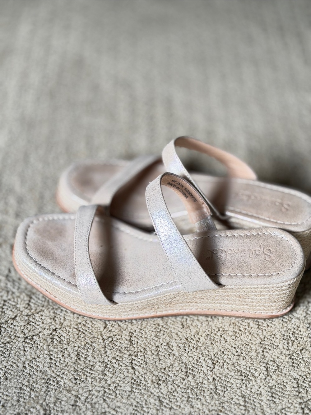 Splendid Women's Light Beige Espadrille Wedge Sandals